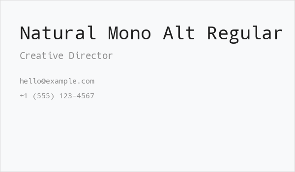 Natural Mono Alt Regular Business Card