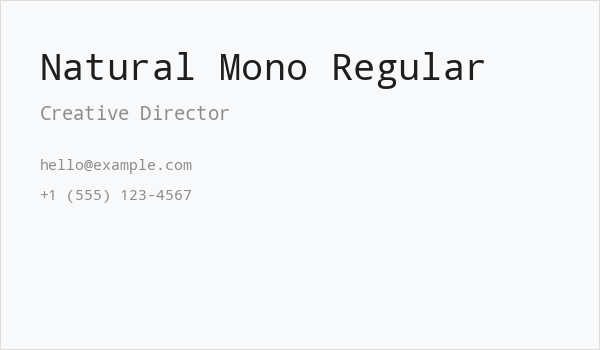 Natural Mono Regular Business Card