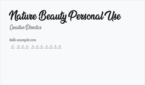 Nature Beauty Personal Use  Business Card