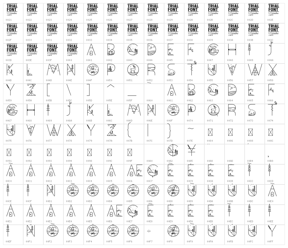 Nature Impact Demo Regular Character Map