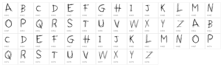 Naughty Scratch Character Map