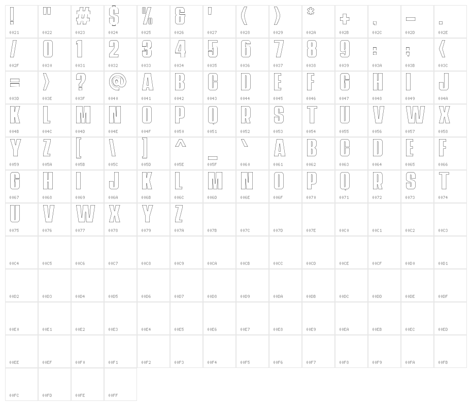 NavadaOutlineDemo-Outline Character Map