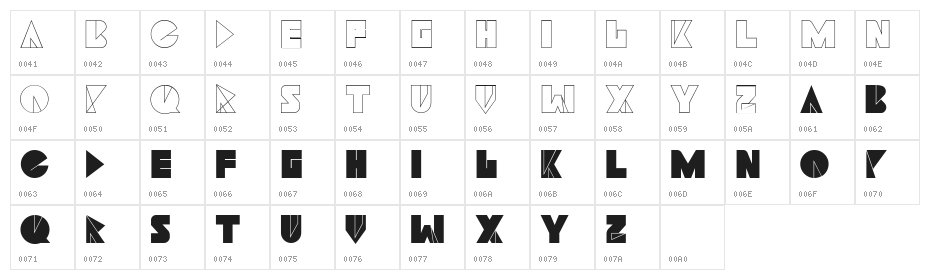 Navia Type Thin Character Map