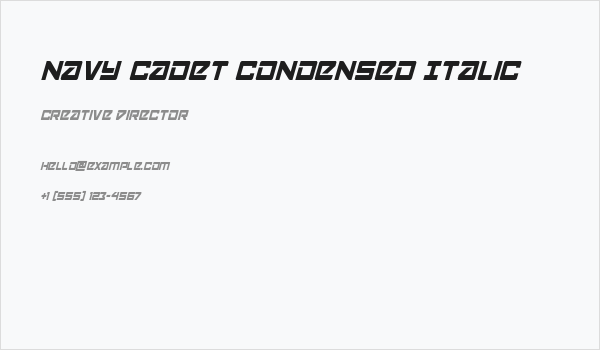 Navy Cadet Condensed Italic Business Card