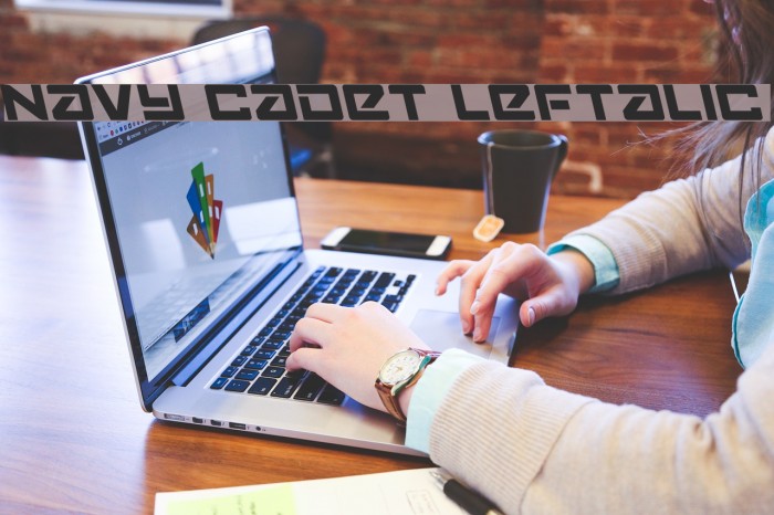 Navy Cadet Leftalic Font examples