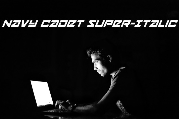 Navy Cadet Super-Italic Font examples