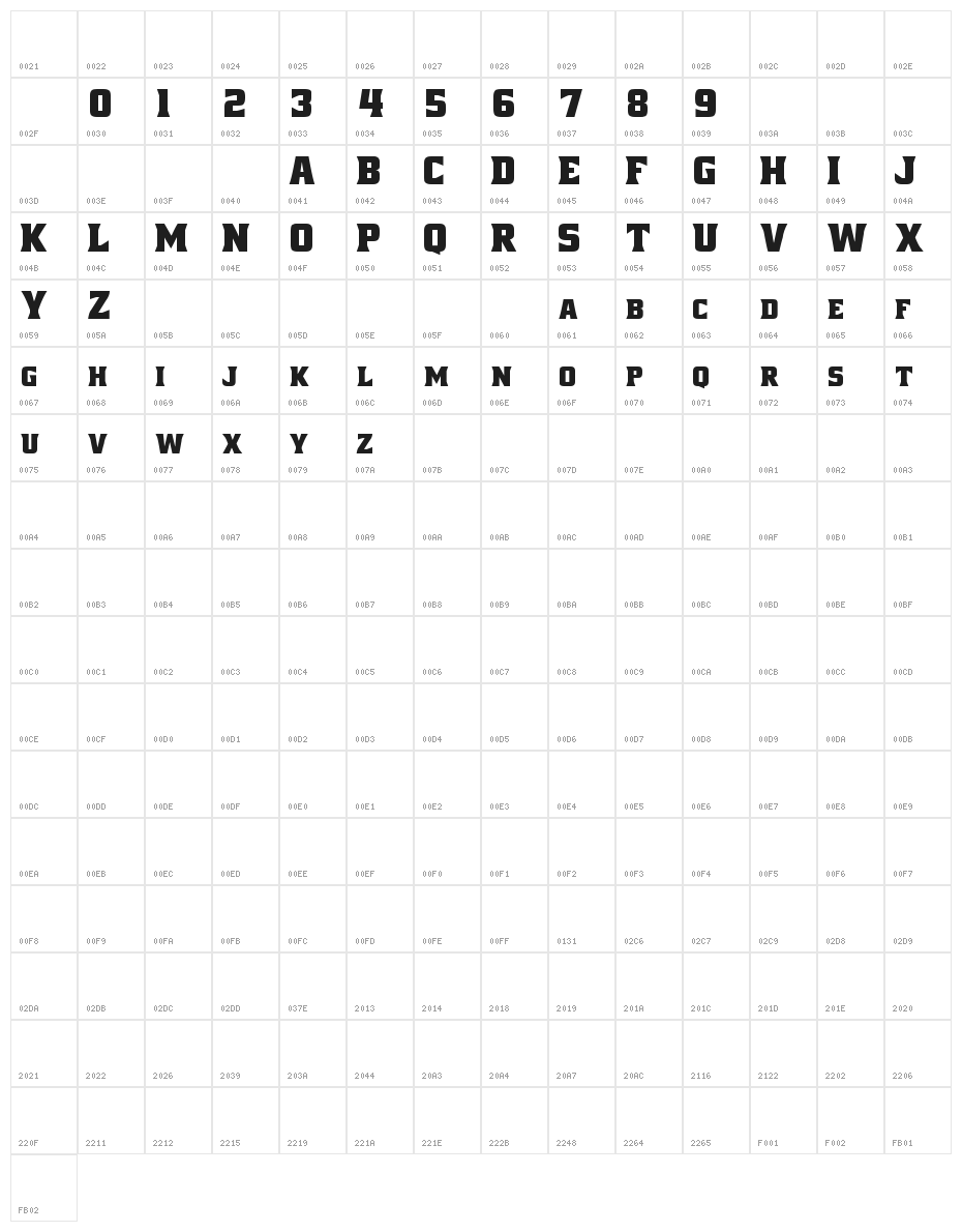 NCAA Cal Poly Mustangs Character Map