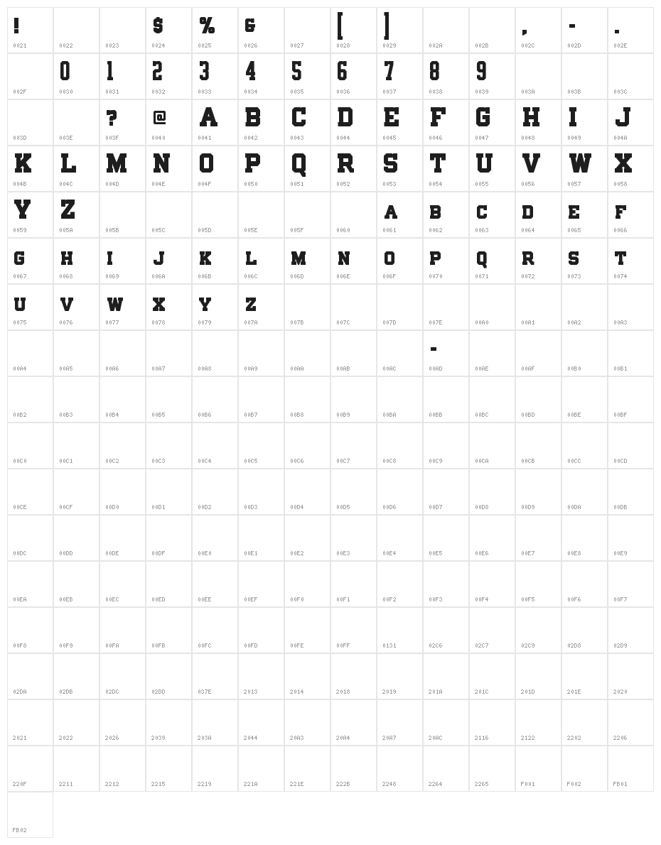 NCAA UCLA Bruins 2017 Standard Character Map