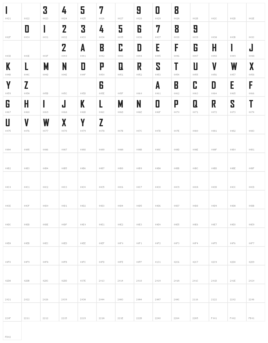 NCAA Washington St Character Map