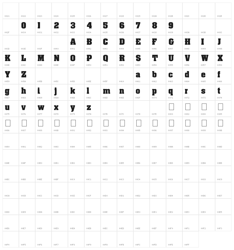 NCAA Wisconsin Badger Bold Character Map