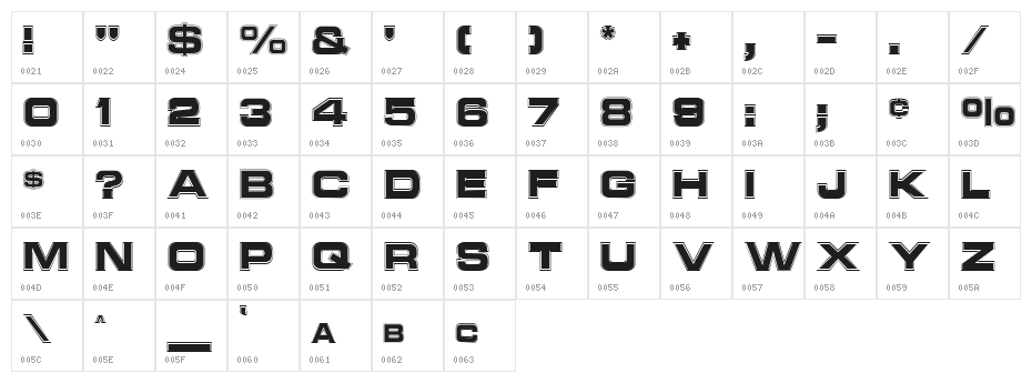 NCCINLINE Regular Character Map