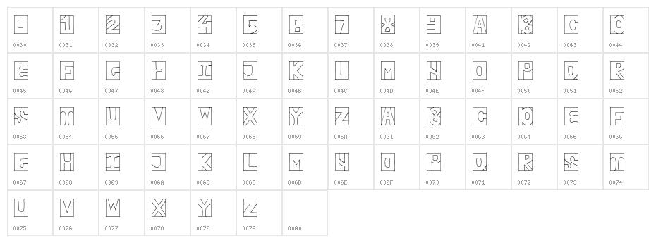 NEBBIANERO Character Map