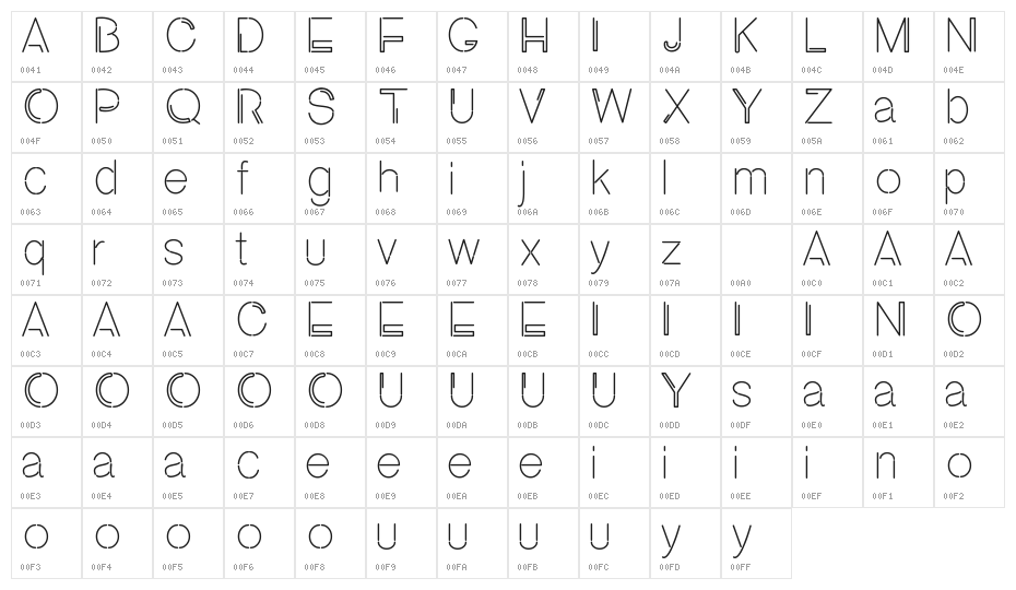 NEON ABSOLUTE SANS 1 Character Map