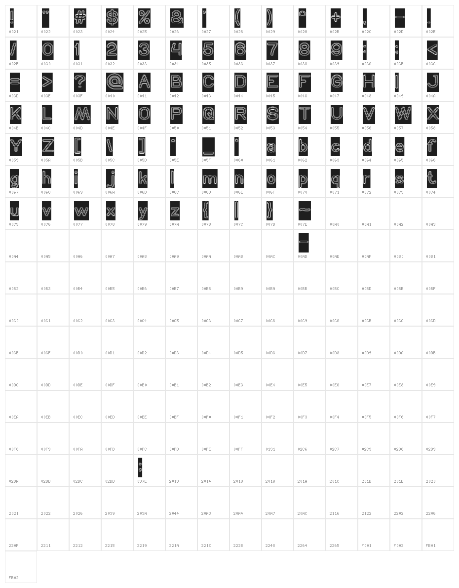 NEON GLOW-Hollow-Inverse Character Map