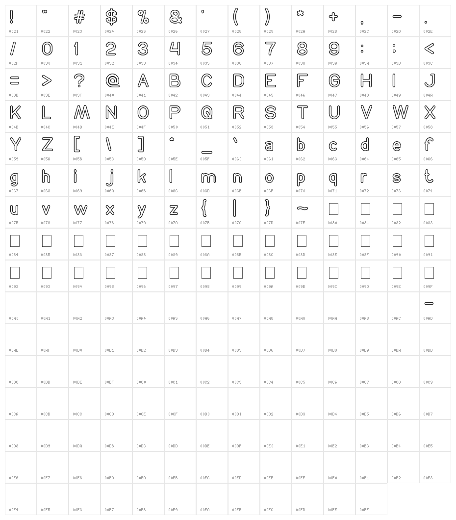 NEON GLOW Character Map