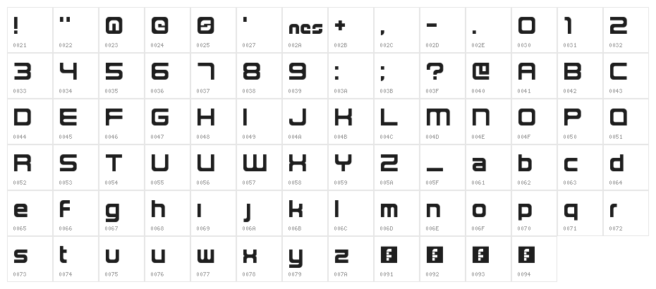 NES Lowercase Regular Character Map