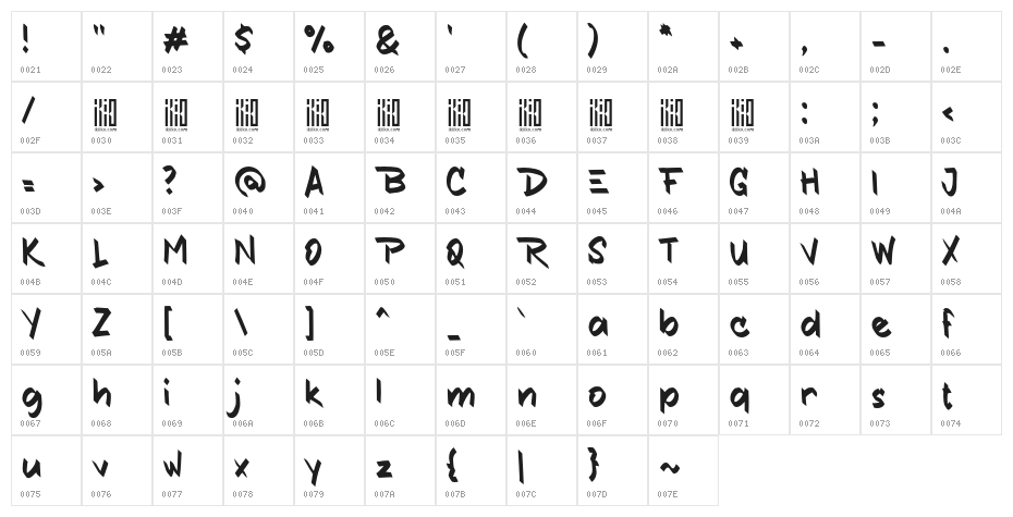 NEWKIDS CREW ikiiko.com Character Map