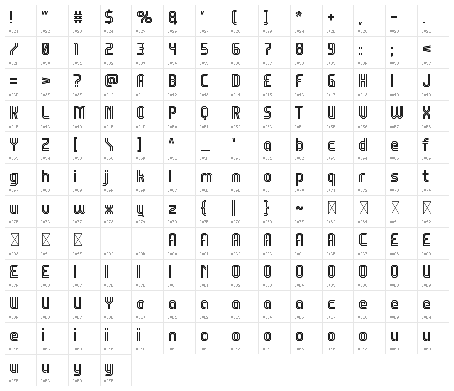NEXERA Character Map