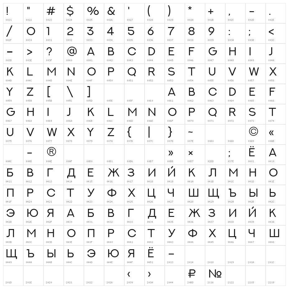 NEXTART-Regular Character Map