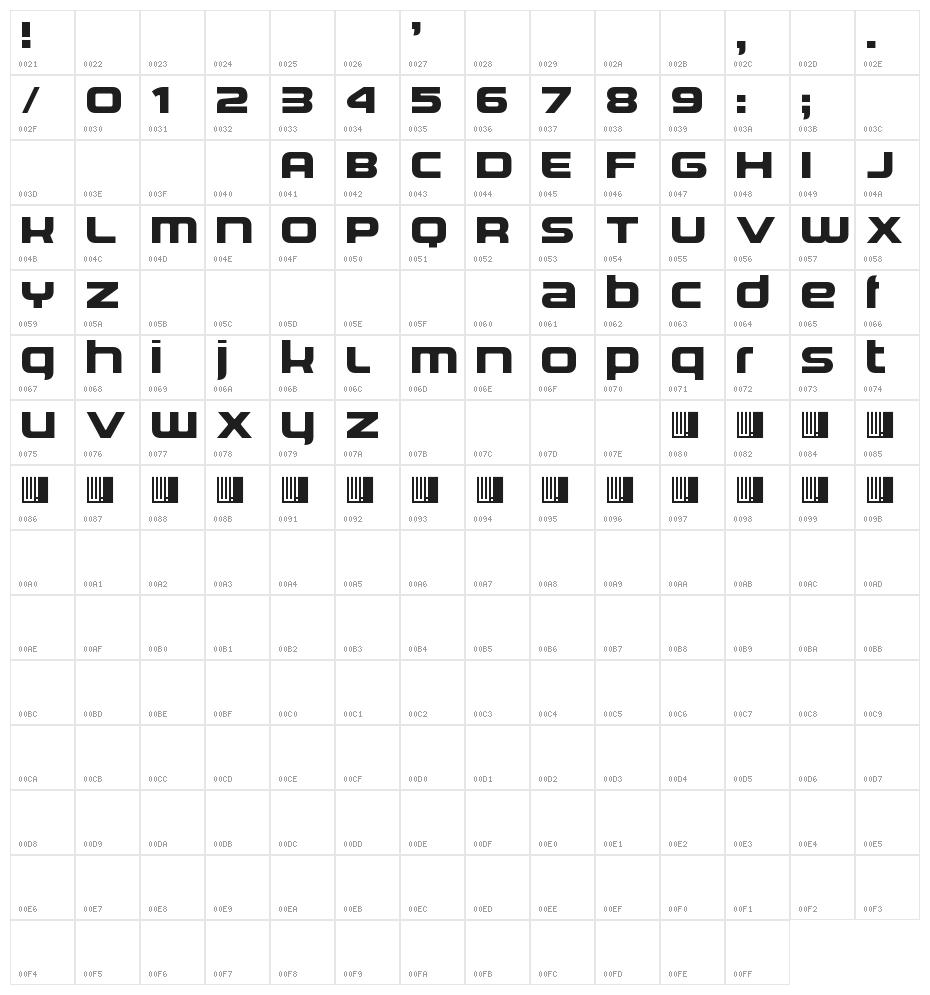 Need Every Sound Bold Character Map