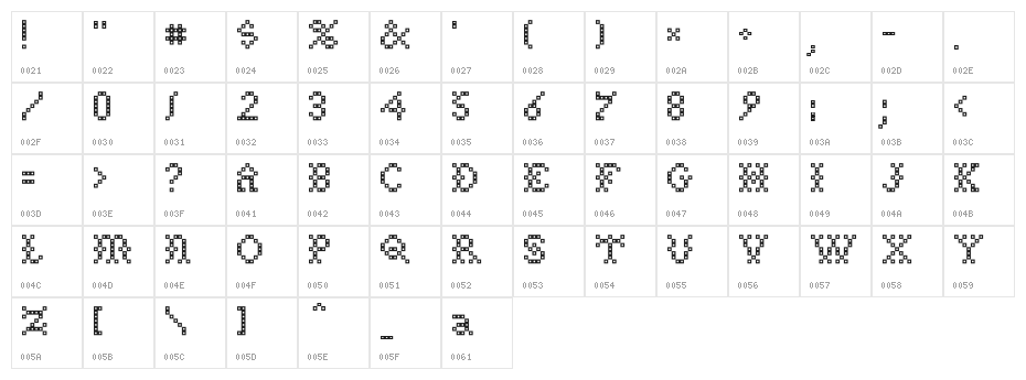NeedlePointSew-Plain Regular Character Map