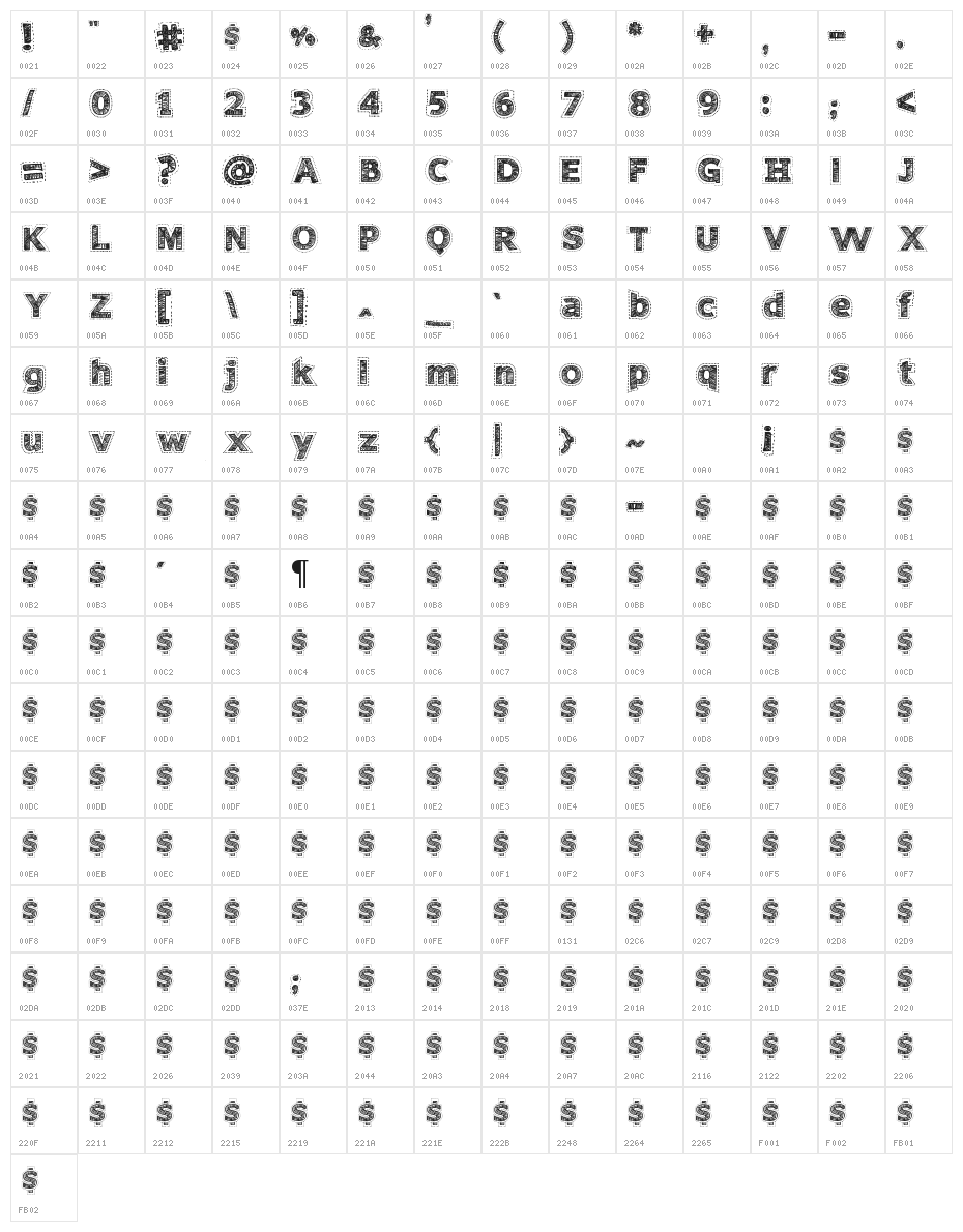 Needlework Perfect Character Map