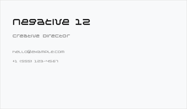 Negative 12 Business Card