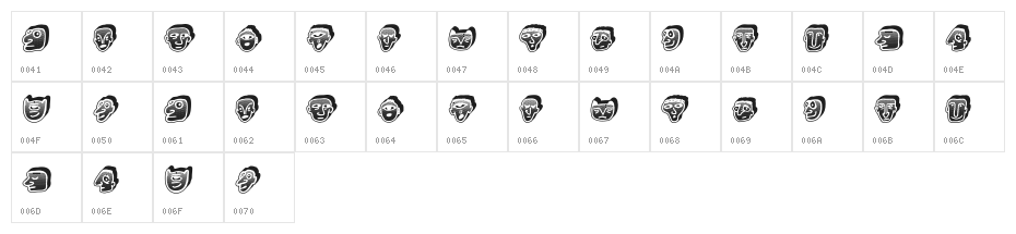 Negative Heads Regular Character Map