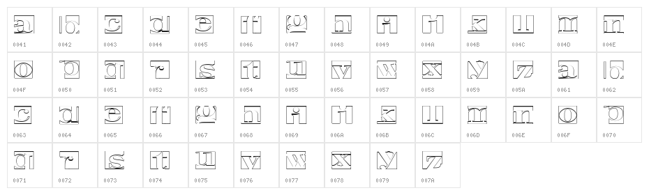 Negative Space Hollow Regular Character Map