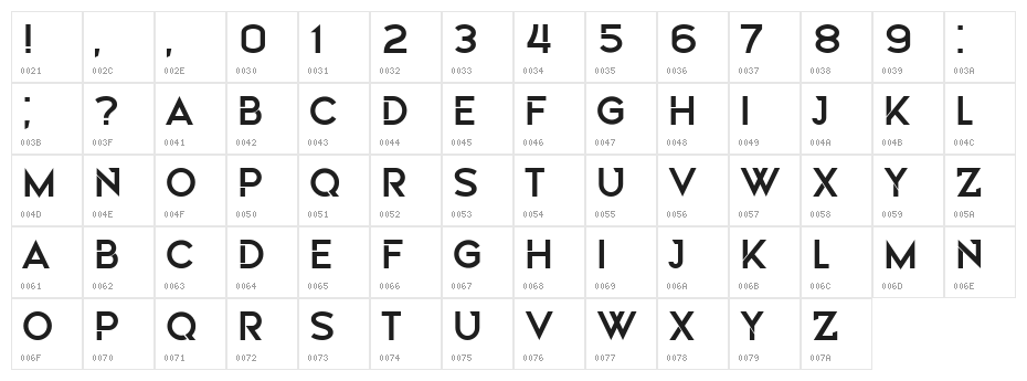 Nehad Regular Character Map