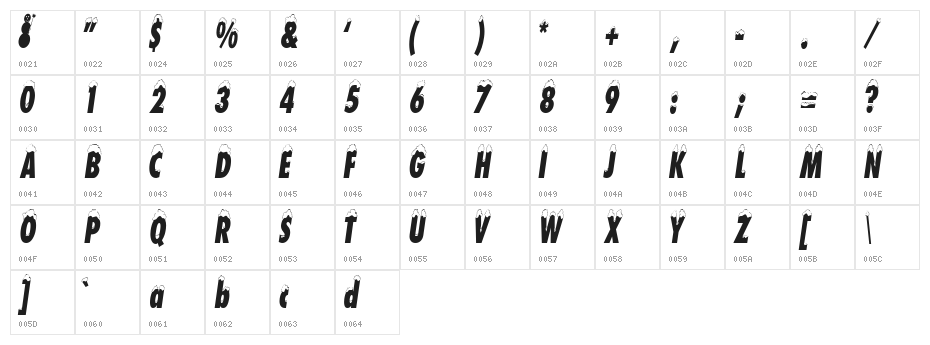 NeigeCondensed Character Map