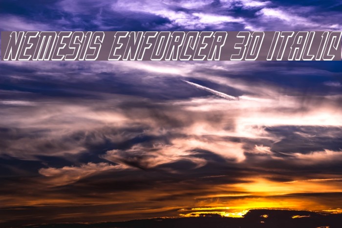 Nemesis Enforcer 3D Italic Шрифта examples