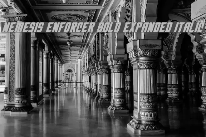 Nemesis Enforcer Bold Expanded Italic Font examples