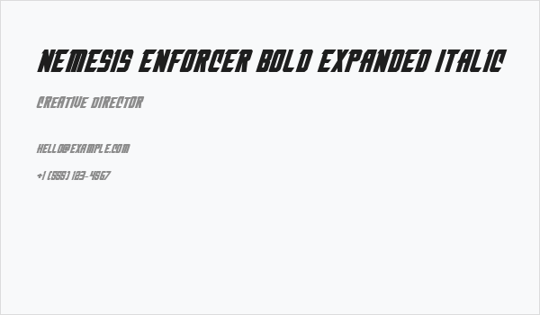 Nemesis Enforcer Bold Expanded Italic Business Card