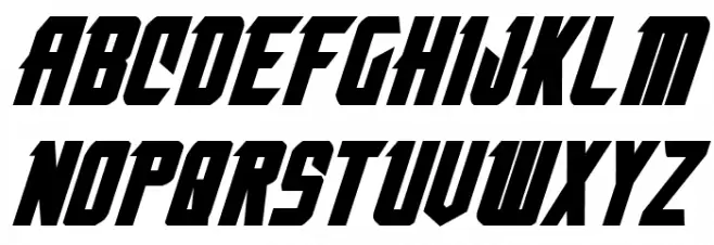 Nemesis Enforcer Bold Expanded Italic Schriftart Kleinbuchstaben