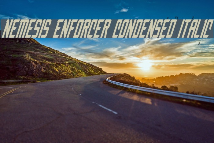 Nemesis Enforcer Condensed Italic Font examples