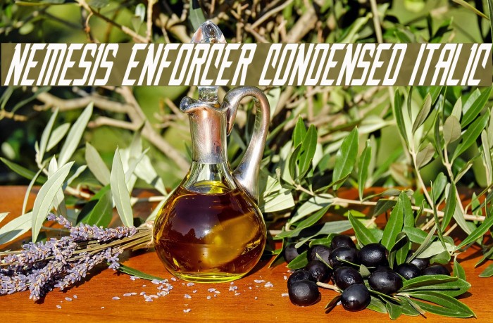 Nemesis Enforcer Condensed Italic Font examples