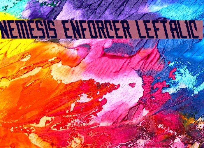 Nemesis Enforcer Leftalic Font examples