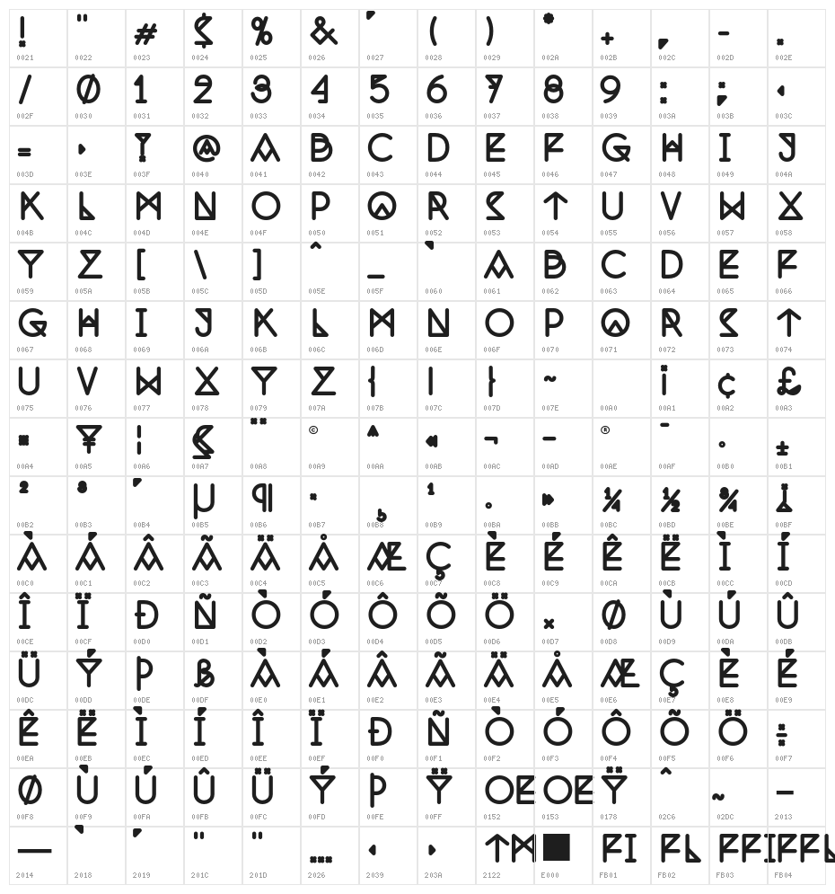 Nemoy-Bold Character Map