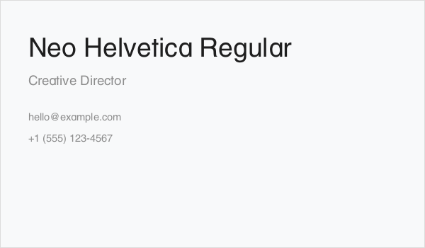 Neo Helvetica Regular Business Card