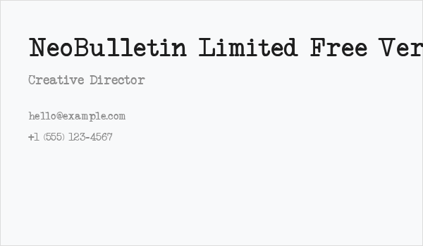 NeoBulletin Limited Free Version Business Card