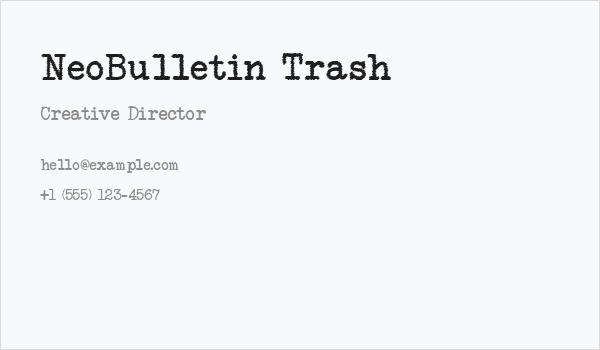 NeoBulletin Trash Business Card
