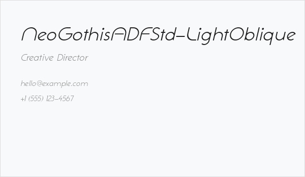 NeoGothisADFStd-LightOblique Business Card