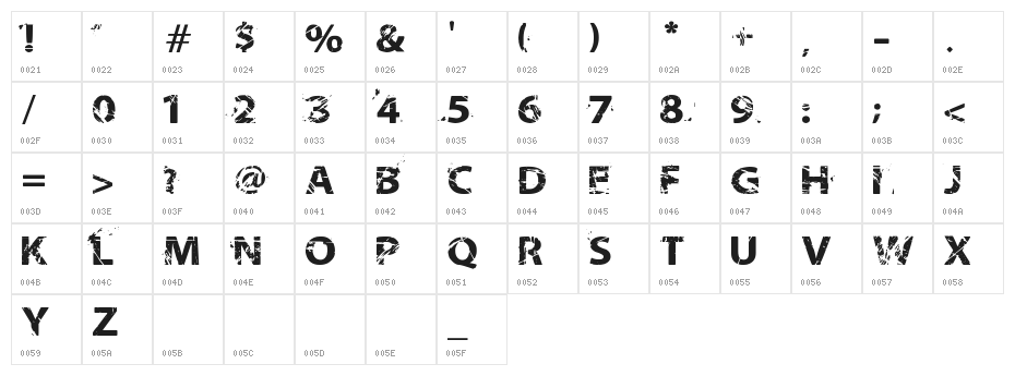 NeoTrash Bold Character Map