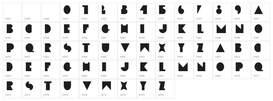 Neogeo Regular Character Map