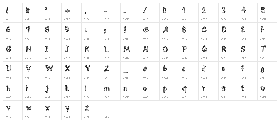Neon Artisan Regular Character Map