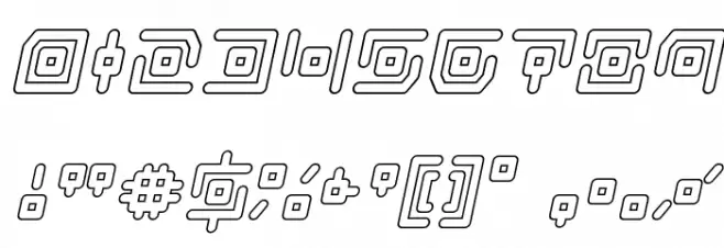 Neon Circuit Outline Italic Font OTHER CHARS