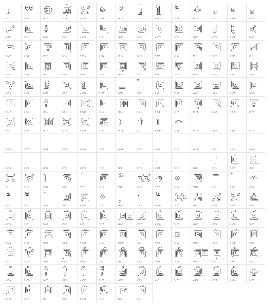 Neon Circuit Outline Character Map