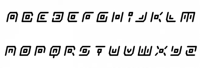 Neon Circuit Title Italic Schriftart Kleinbuchstaben