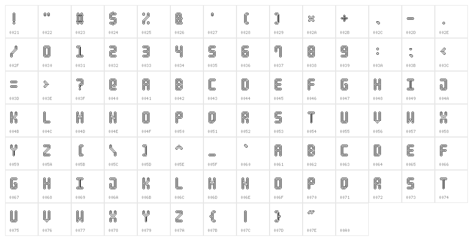 Neon Pixel-7 Character Map